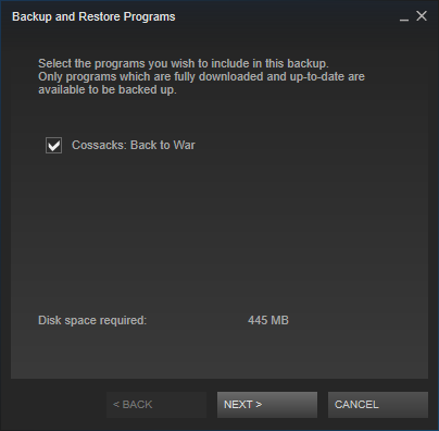 Back up Steam game files