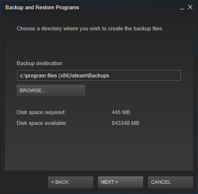 Back up Steam game files