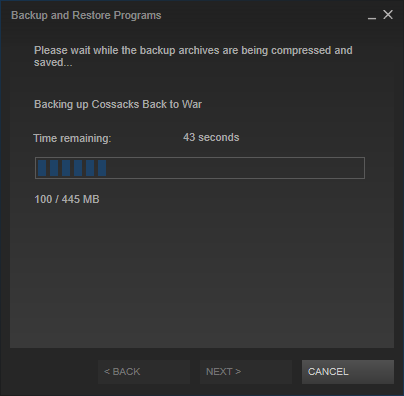 Back up Steam game files