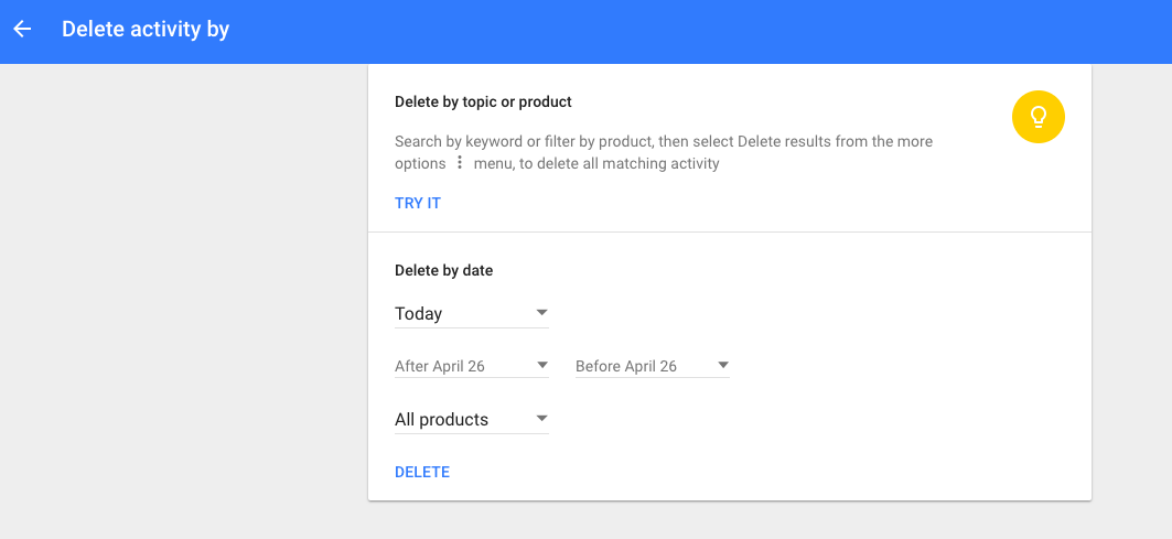 Delete Google data