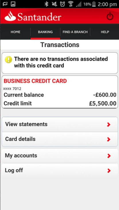 Santander Business Banking app