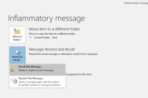Recall an email using Outlook