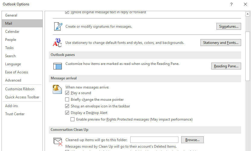 Stop Outlook making a sound