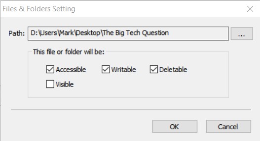 Easy File Locker folder settings complete