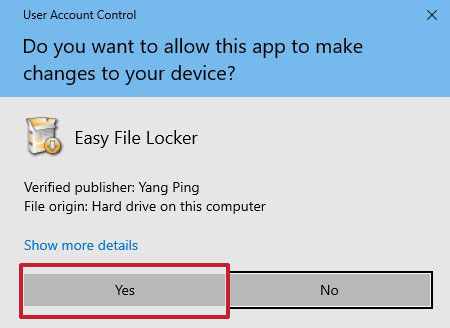 User Account Control for easy file locker