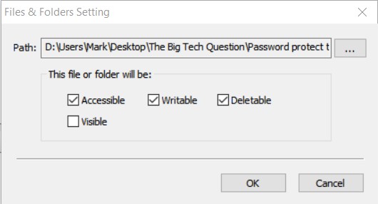 Easy File Locker file settings complete