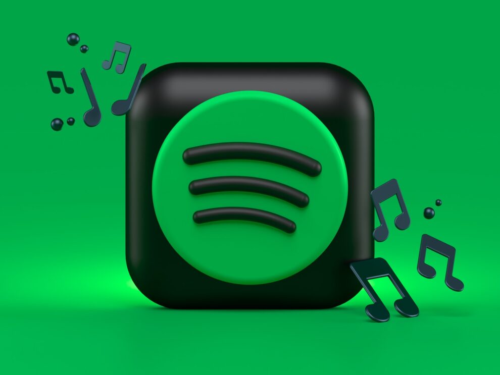Spotify logo with musical notes