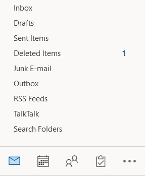 Navigation Pane  at bottom of email folders in Outlook 365
